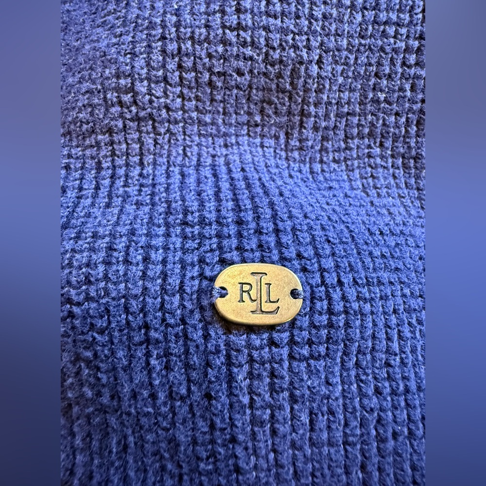 Lauren Ralph Lauren Women’s Blue Hoodie Waffle Knit XL Cotton Pullover - Picture 4 of 7